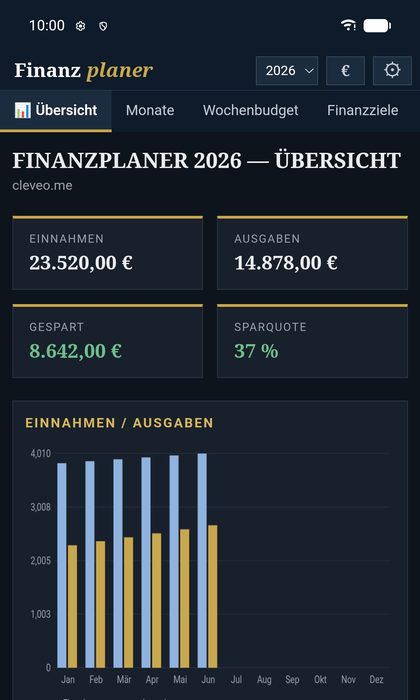 Finanzplaner – die Browser-App – Dunkles Design