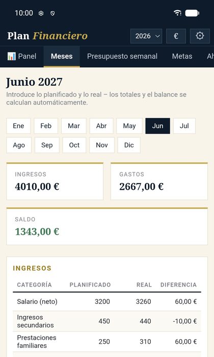 Plan Financiero – la app en el navegador – Planificación mensual