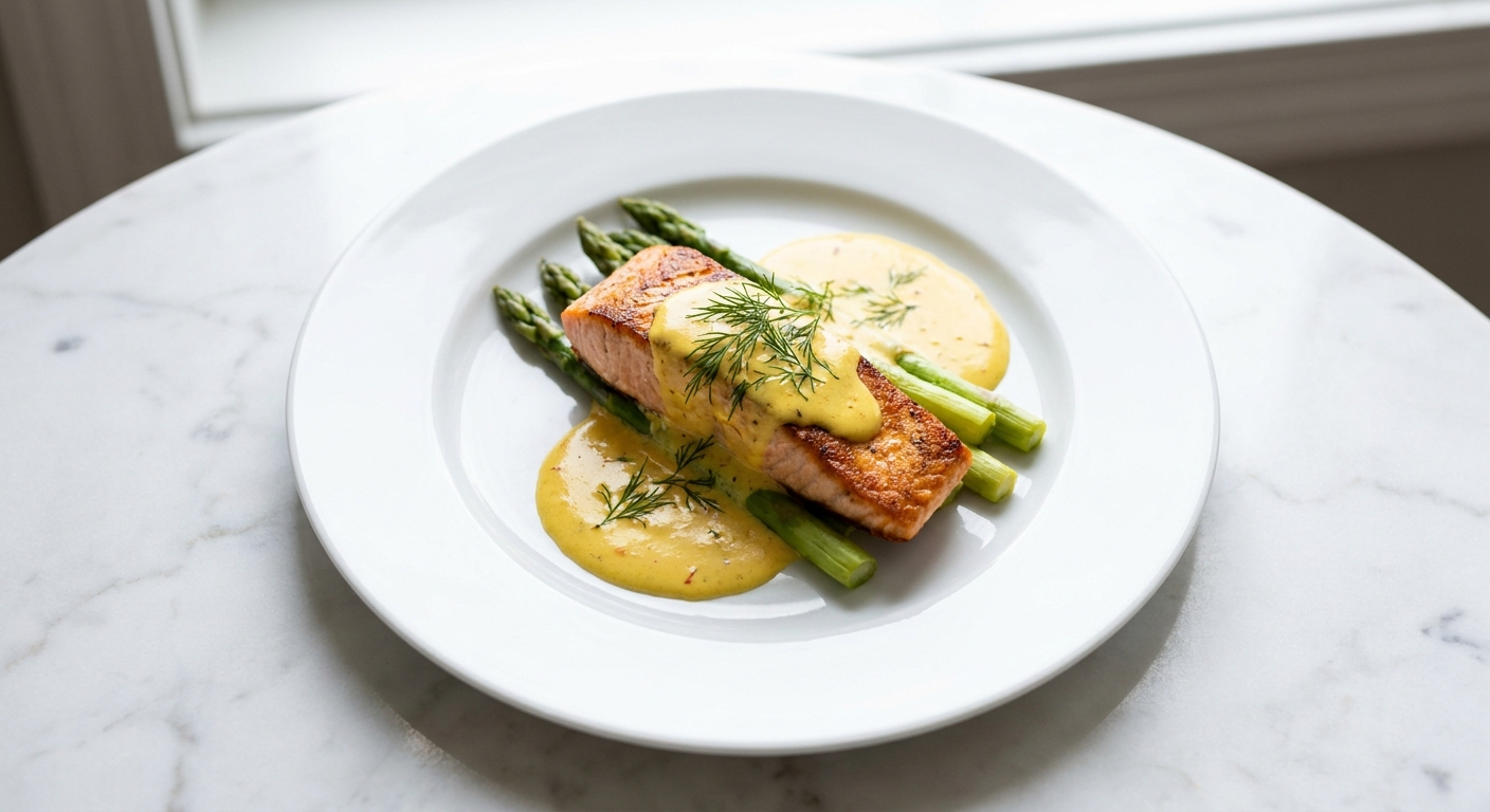Filete de salmón con salsa de azafrán en el Thermomix